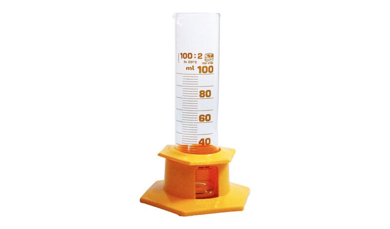 Measuring cylinder, glass, 100 ml, hexagonal plastic base