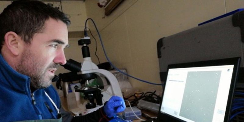 Jaroslav Pokarádi checking results on his display